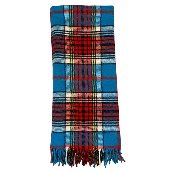 Vintage Horner 100% WOOL PLAID THROW Lap Blanket Stadium Cabin Fringe 52 x 50" - Picture 5 of 10